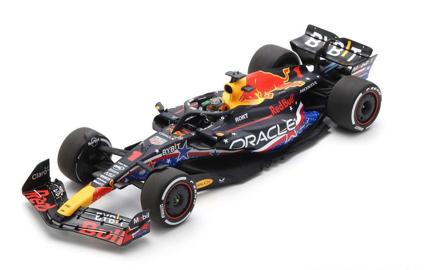 Spark Models F1 Oracle Red Bull Racing RB19 No.1 Oracle Red Bull Racing Winner USA GP 2023 - Max Verstappen 1/18 Scale