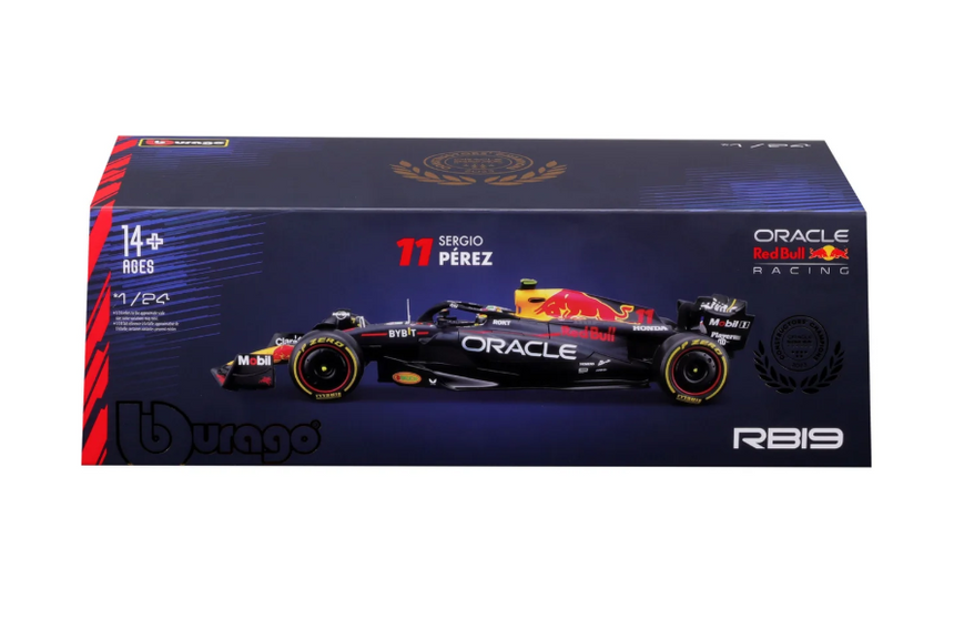 Bburago F1 Red Bull Racing RB19 2023 Sergio Perez With Helmet 1/24 Scale Model Car