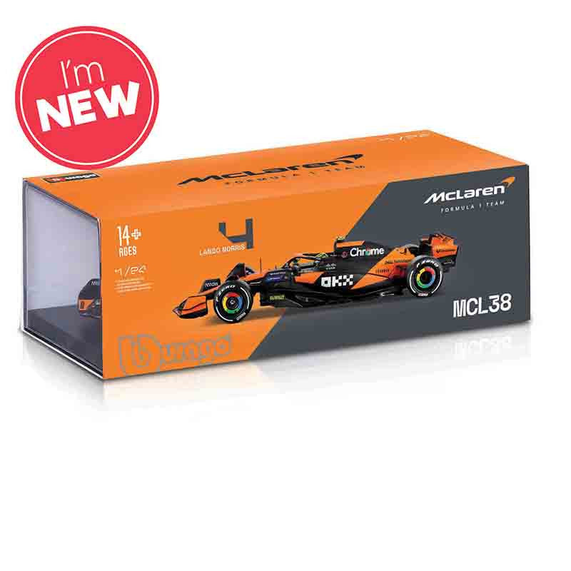 Bburago F1 McLaren F1 MCL38 2024 With Helmet Lando Norris 1/24 Scale