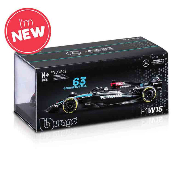 Bburago F1 Mercedes F1 AMG W15 2024 With Helmet - George Russell 1/43 Scale Model