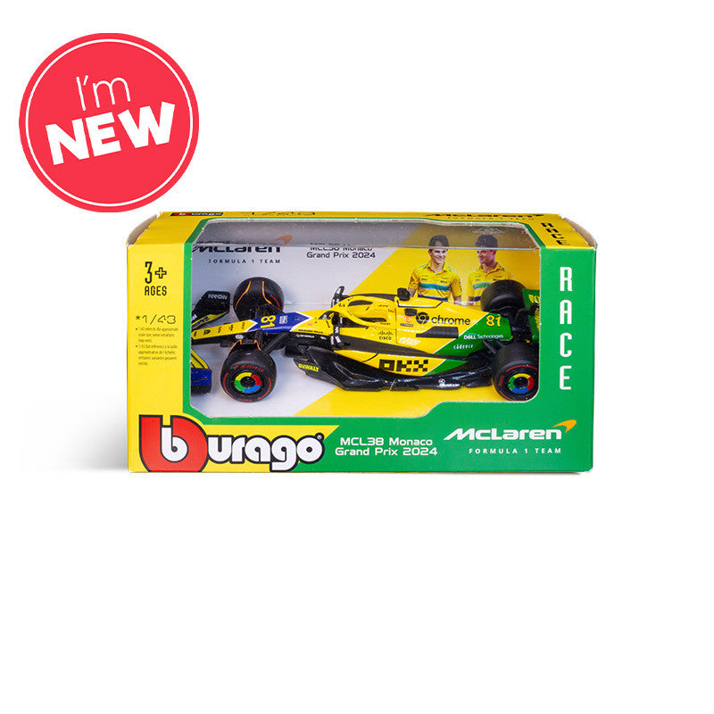 Bburago F1 McLaren F1 MCL38 2024 - Oscar Piastri Special Ayrton Senna Livery 1/43 Scale