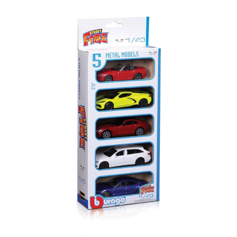 Bburago Street Fire 5 Piece Vehicle Pack 1/43 Scale