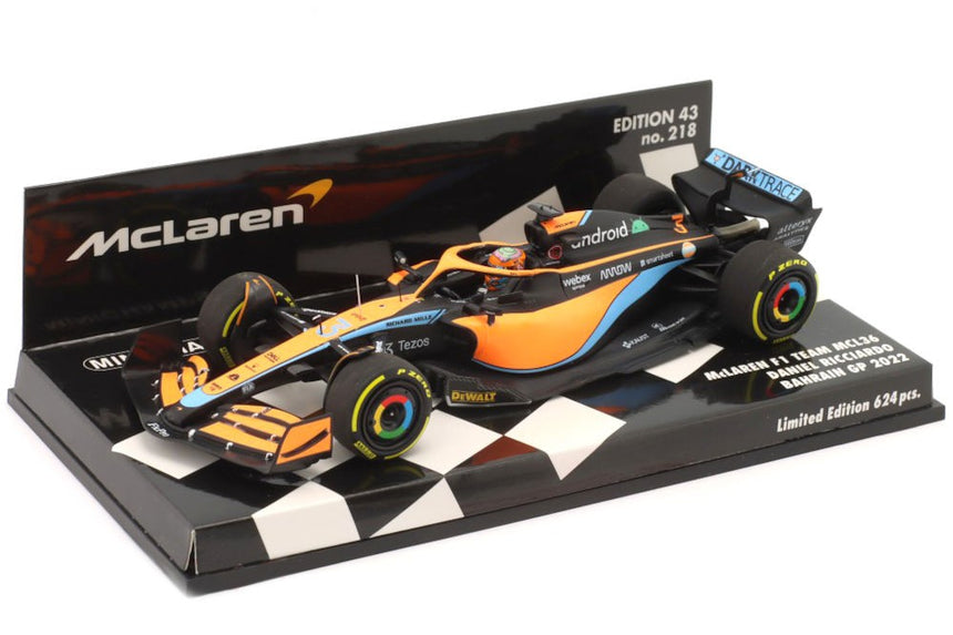 Minichamps F1 McLaren F1 Team MCL36 Daniel Ricciardo Bahrain GP 2022 1/43 Scale Model