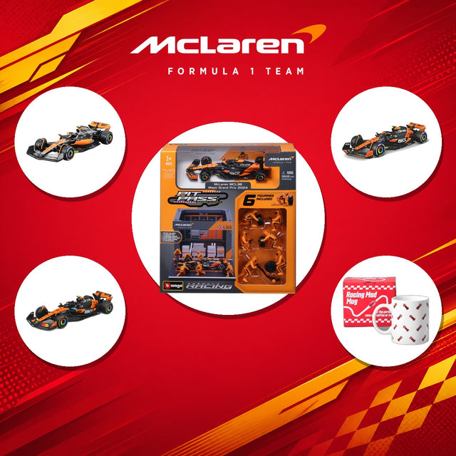 Lando Norris F1 Fan Bundle - three McLaren 1:43 models, diorama and mug