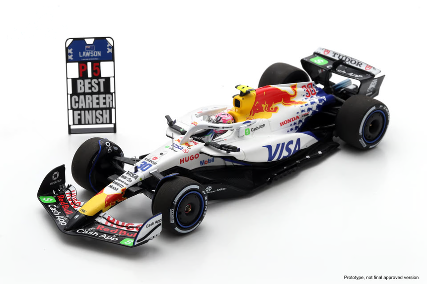 Spark Models F1 Racing Bulls VCARB 02 No.30 Visa Cash App Racing Bulls 5th Azerbaijan GP 2025 Liam Lawson 1/43 Scale Model