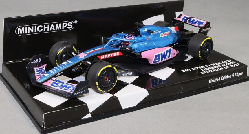 Minichamps F1 BWT Alpine F1 Team A522 Fernando Alonso Australian GP 2022 1/43 Scale