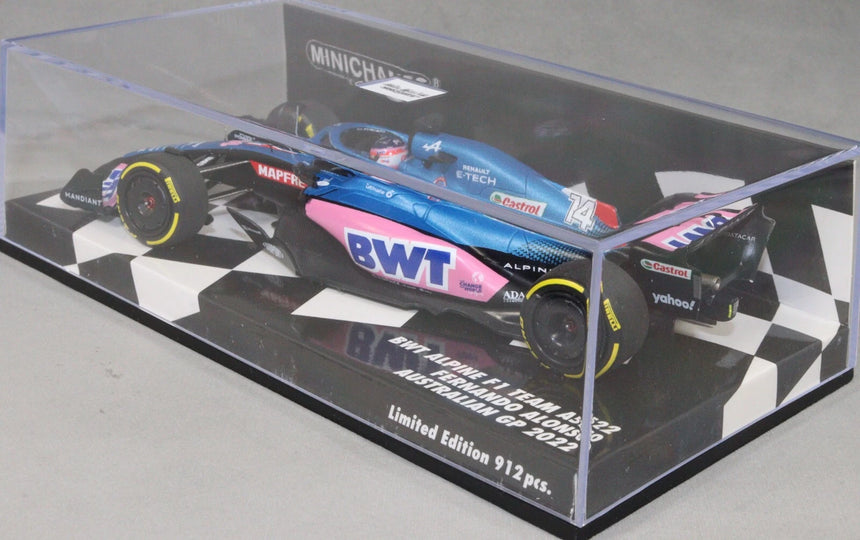 Minichamps F1 BWT Alpine F1 Team A522 Fernando Alonso Australian GP 2022 1/43 Scale