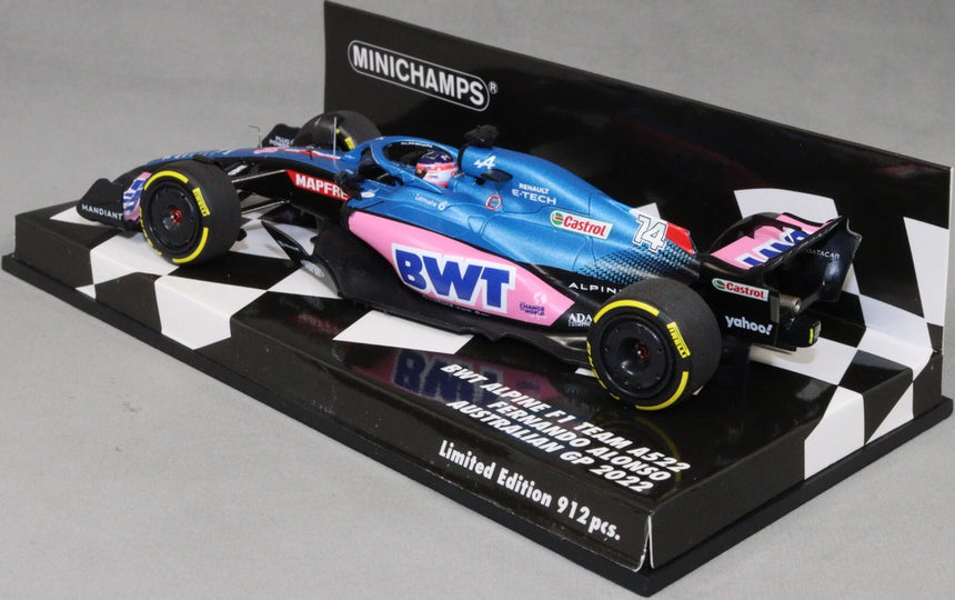 Minichamps F1 BWT Alpine F1 Team A522 Fernando Alonso Australian GP 2022 1/43 Scale